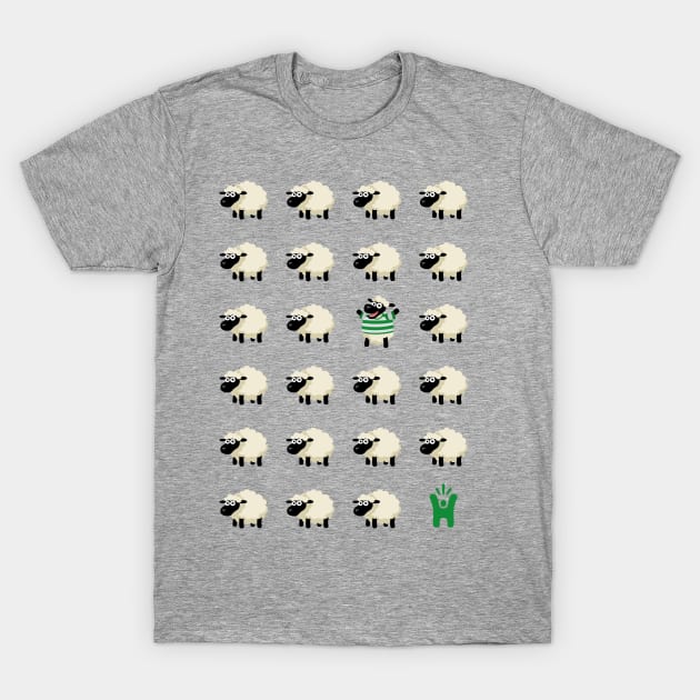 Green & White Hoops - Unique Sheep - Happy-Me T-Shirt by myHappyme